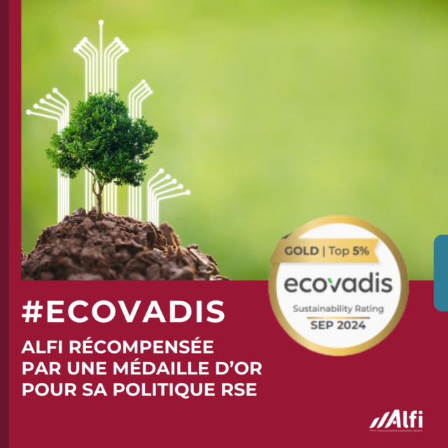 Ecovadis, Alfi récompensée par une médaille d'or pour sa politique RSE